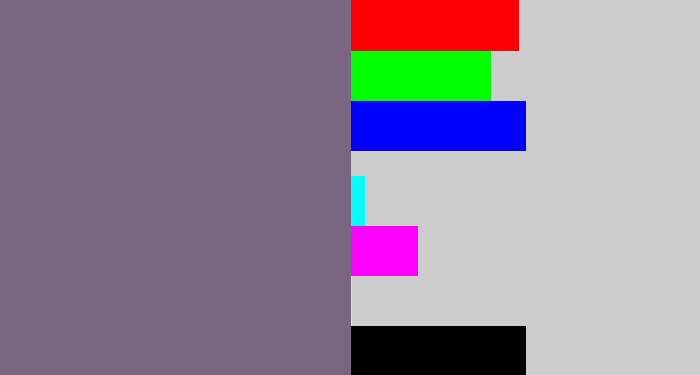 Hex color #7a677f - purplish grey