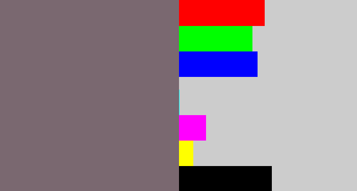Hex color #7a6870 - purplish grey