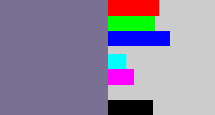 Hex color #7a7093 - grey purple