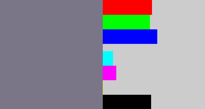 Hex color #7a7587 - grey purple