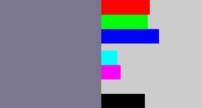 Hex color #7a7691 - grey purple