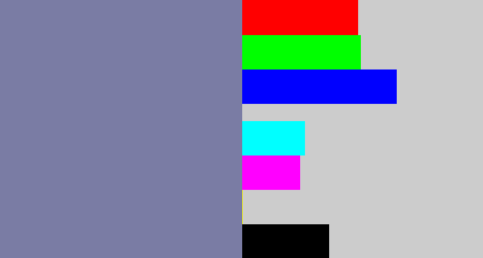 Hex color #7a7ca4 - blue/grey