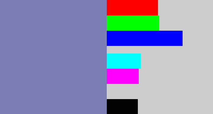 Hex color #7a7eb4 - blue/grey