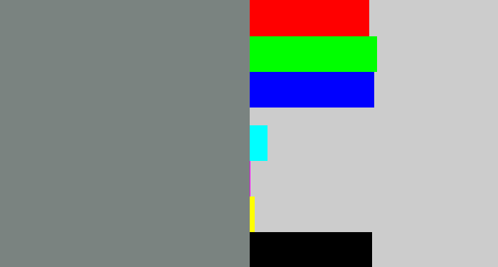 Hex color #7a8380 - medium grey