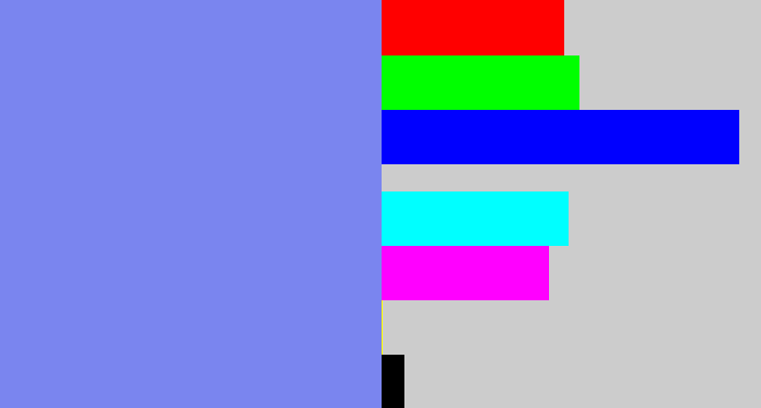 Hex color #7a85ef - lavender blue