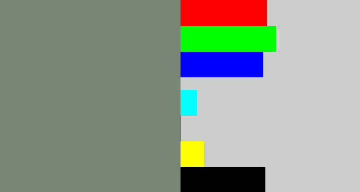 Hex color #7a8675 - medium grey