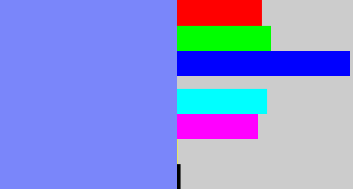 Hex color #7a86fa - lavender blue