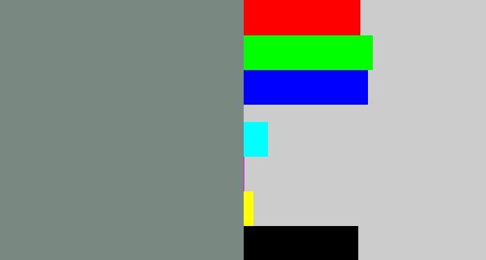 Hex color #7a8882 - medium grey