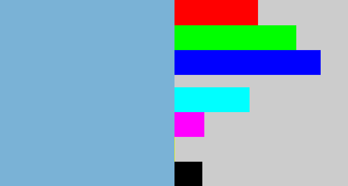 Hex color #7ab2d6 - light grey blue
