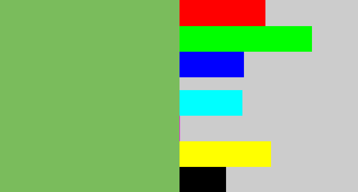 Hex color #7abc5c - turtle green