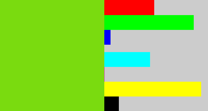 Hex color #7adb0f - apple green