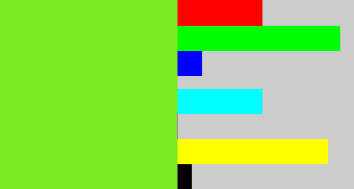 Hex color #7aea23 - toxic green