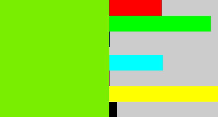 Hex color #7aee01 - bright lime