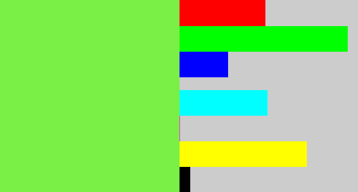 Hex color #7aef45 - kiwi green