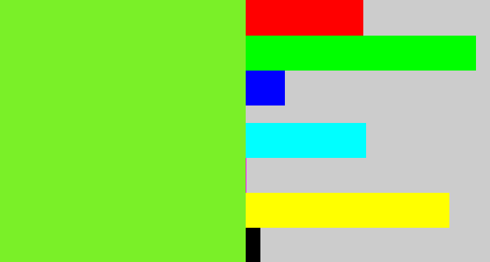 Hex color #7af028 - toxic green