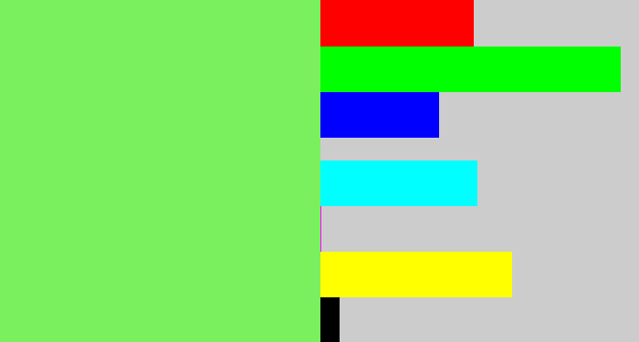 Hex color #7af05f - lighter green