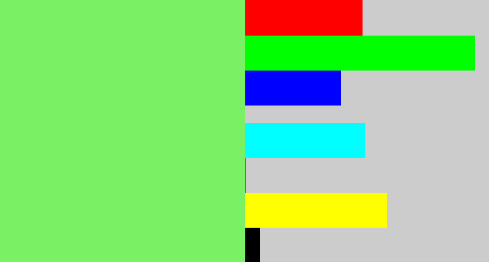 Hex color #7af064 - lighter green