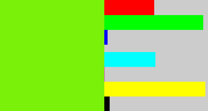 Hex color #7af108 - bright lime