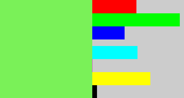 Hex color #7af158 - lighter green