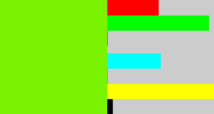 Hex color #7af300 - bright lime