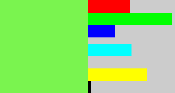 Hex color #7af44f - lighter green