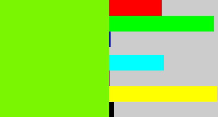 Hex color #7af602 - bright lime