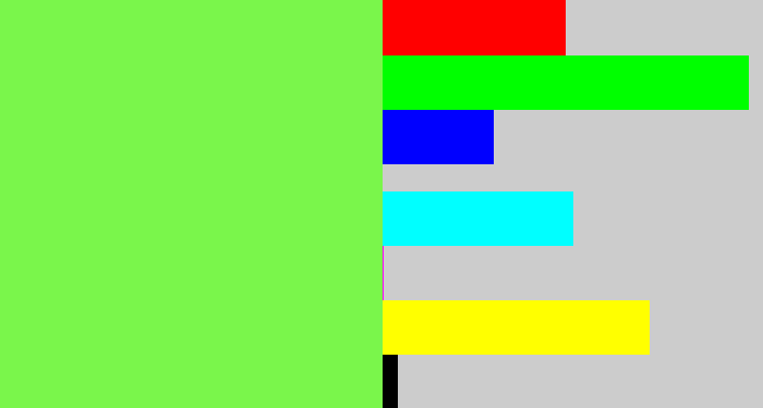 Hex color #7af64b - lighter green