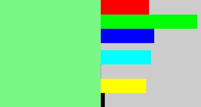 Hex color #7af687 - lightgreen