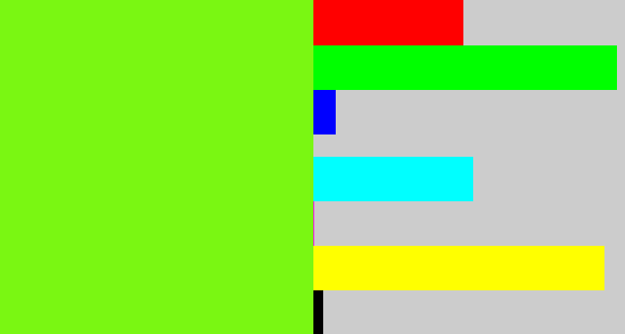 Hex color #7af712 - bright lime