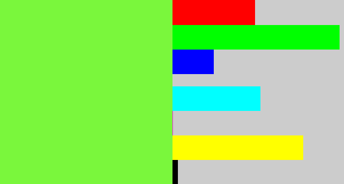 Hex color #7af73c - kiwi green