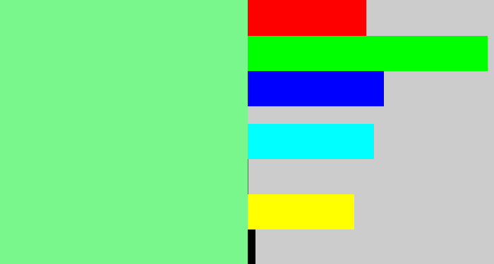 Hex color #7af78c - lightgreen