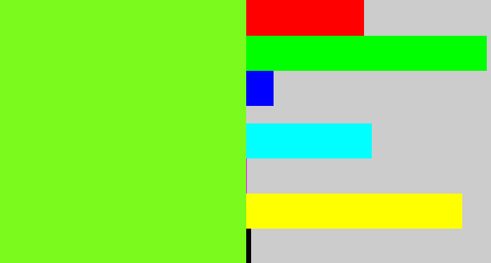 Hex color #7afa1d - bright lime