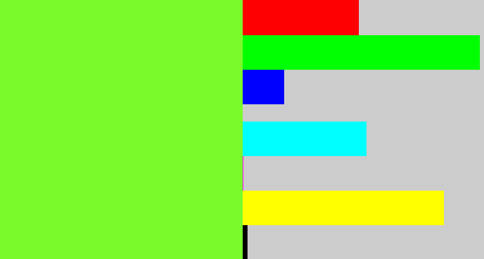 Hex color #7afa2b - kiwi green
