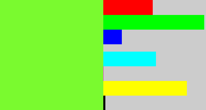 Hex color #7afa2f - kiwi green