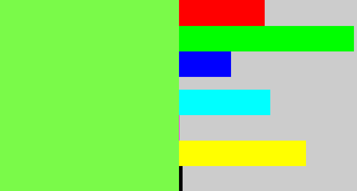 Hex color #7afa49 - lighter green