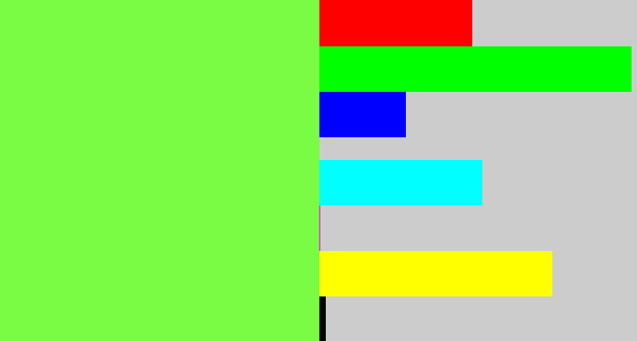Hex color #7afb44 - kiwi green