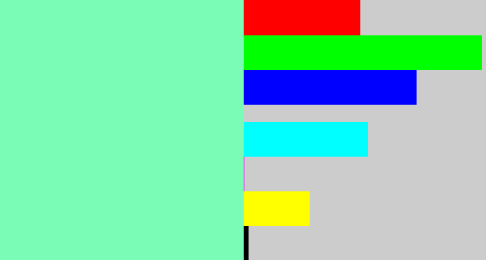 Hex color #7afbb6 - light blue green