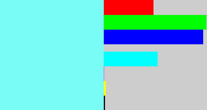 Hex color #7afcf6 - robin egg blue