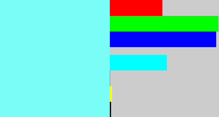 Hex color #7afcf7 - robin egg blue
