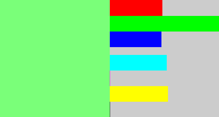 Hex color #7aff79 - lightgreen
