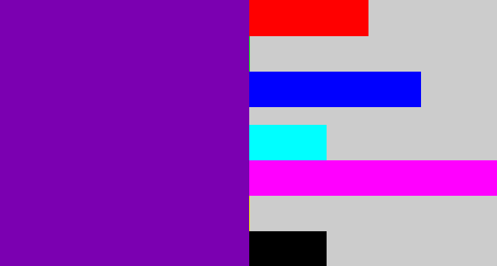 Hex color #7b00b1 - purple