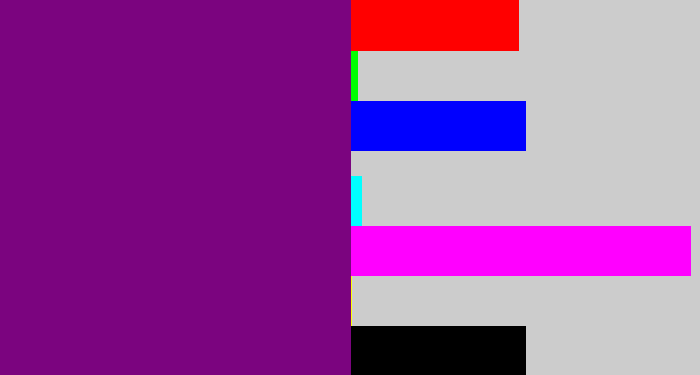 Hex color #7b047f - darkish purple