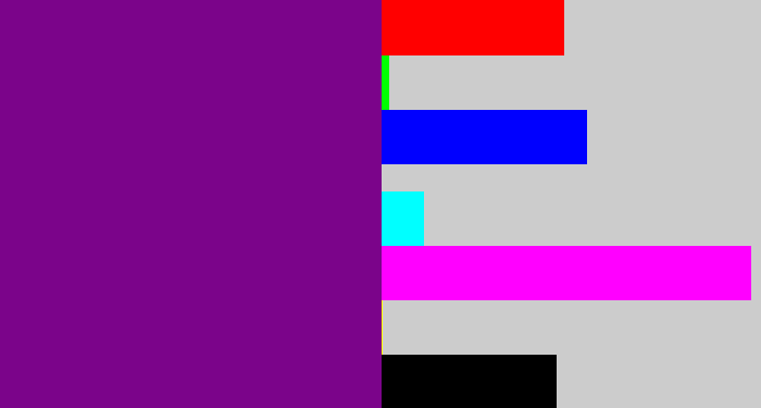Hex color #7b048a - darkish purple