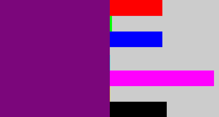 Hex color #7b067b - darkish purple