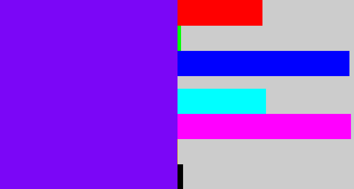 Hex color #7b06f7 - purply blue