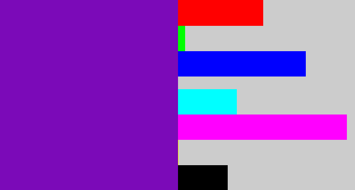 Hex color #7b0ab8 - purple