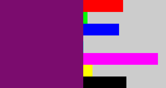 Hex color #7b0c6e - darkish purple