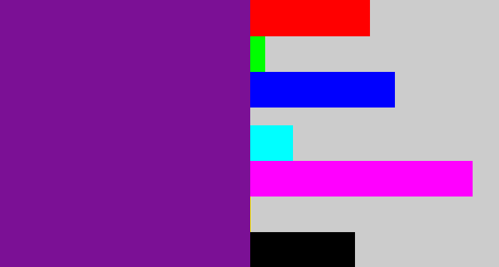 Hex color #7b1095 - purple