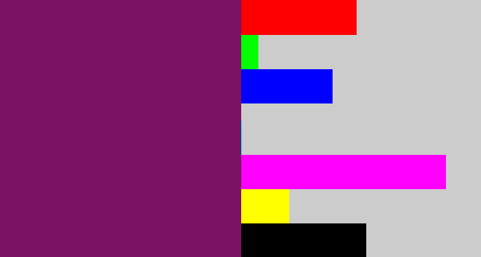 Hex color #7b1262 - darkish purple