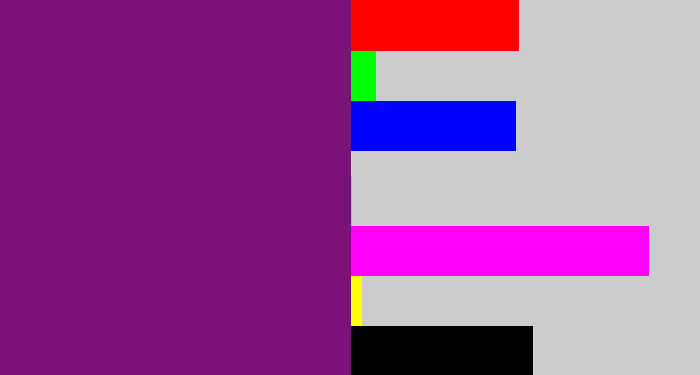 Hex color #7b1277 - darkish purple